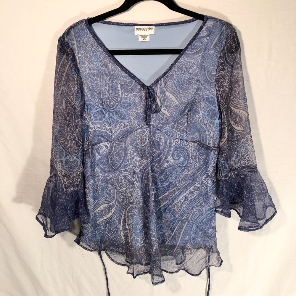 Motherhood Maternity Blue 3/4 Sleeve Blouse Size M